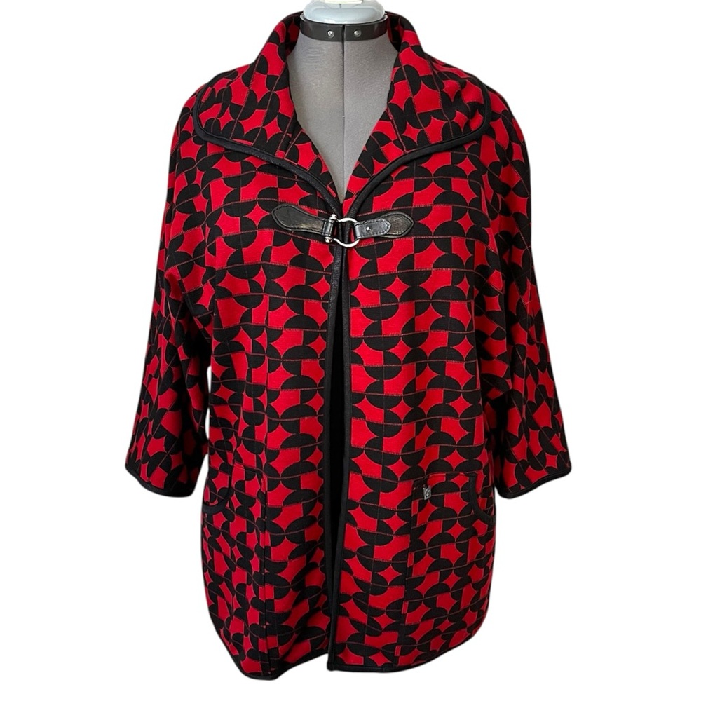 Zoe knit cardigan with leather clasp M NEW